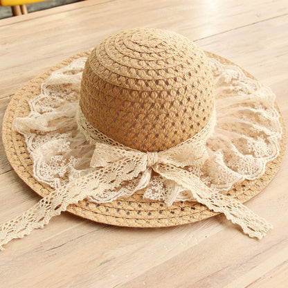 Summer Beach Style Bucket Folding Flower Pattern Straw Hat For Women