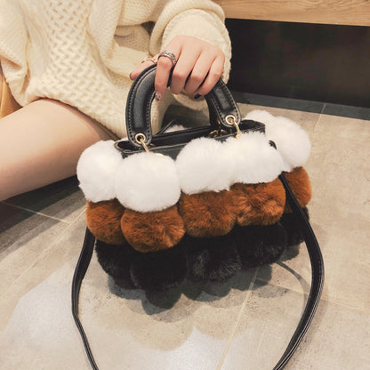 Korean-Style Plush Shoulder Bag Medium Messenger Winter