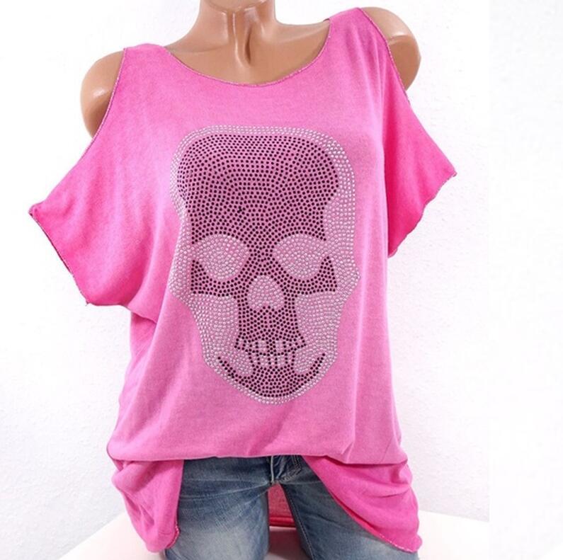 Edgy Skull Print Graphic Tee for Women – Urban Street Style Cotton T-Shirt