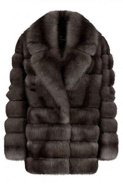 Dark brown fur coat on a white background