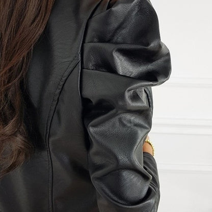 Pleated PU Leather Bomber Jackets – Women & Street Style Outfits