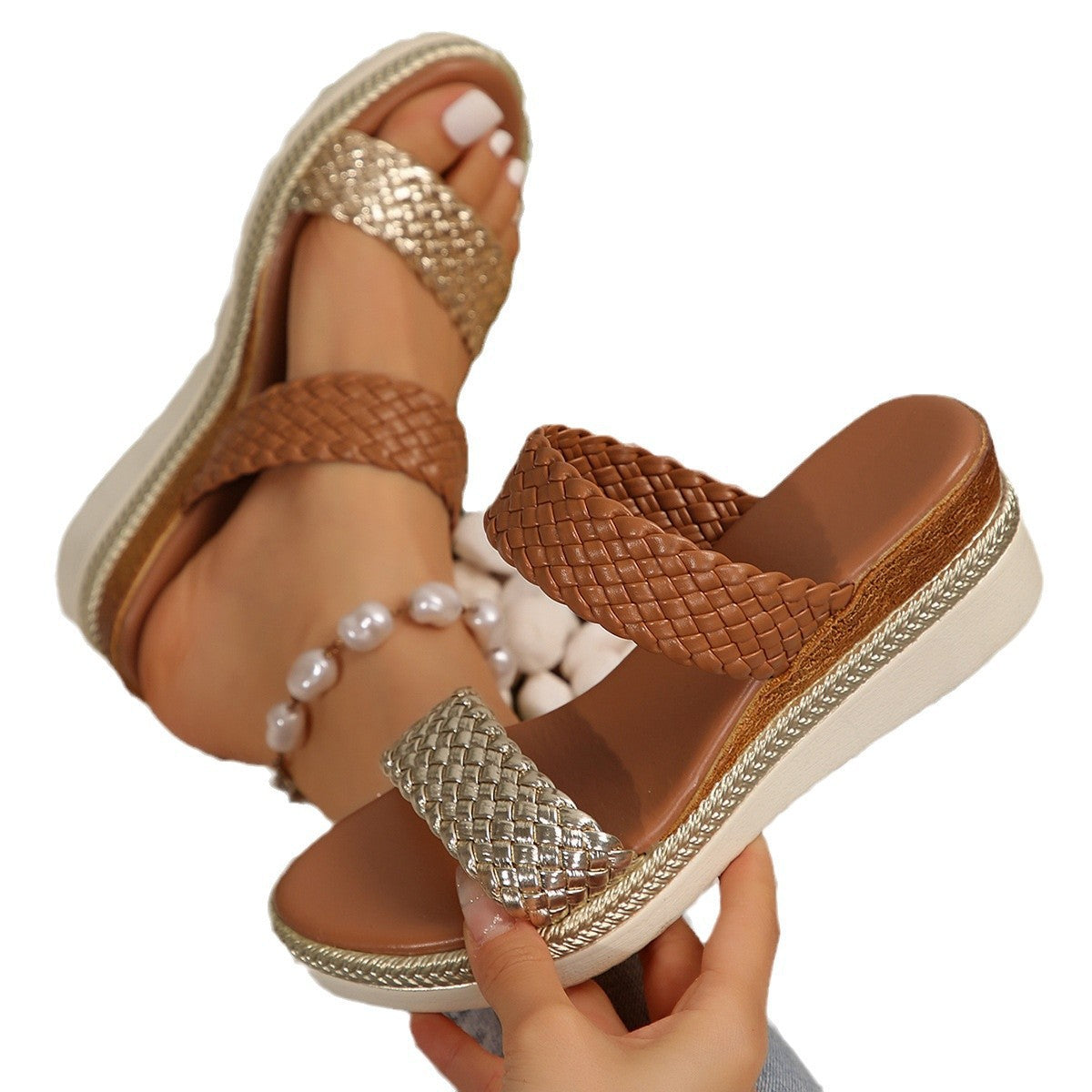 Stitched Edge Women Summer Wedge Sandals