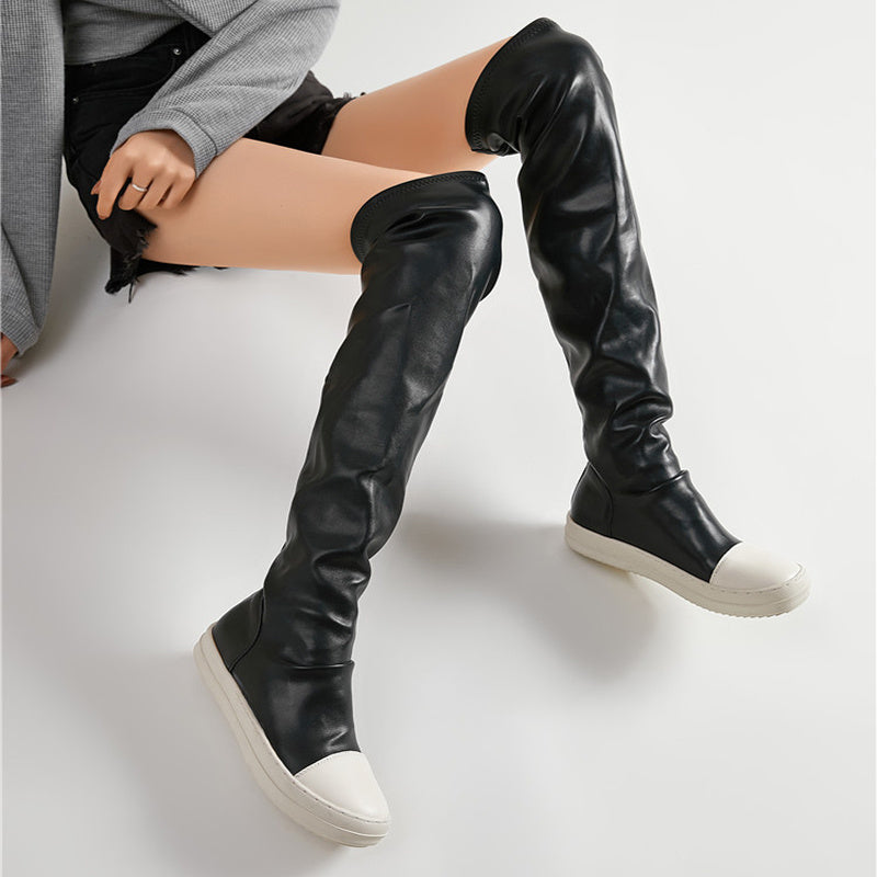 Waterproof Over-the-Knee Platform Boots for Women | PU Leather Winter Fashion Boots