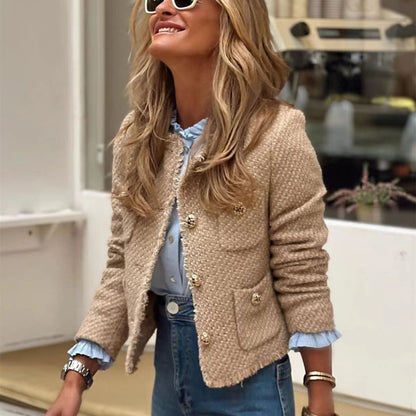 Luxury Cropped Casual Autumn Tweed Coat – Coats for Women Casual & Autumn Outfits