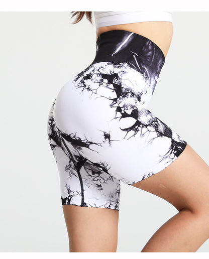 Seamless Tie-Dye Push Up Yoga Shorts – Stylish Activewear for Women