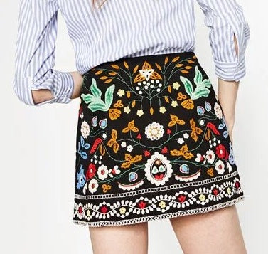 Skirts Embroidered Floral Mini Skirt A Line Summer Trend