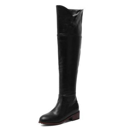 Over-the-Knee Flat Boots for Women | Stretch Thigh High Winter Boots with Square Heel