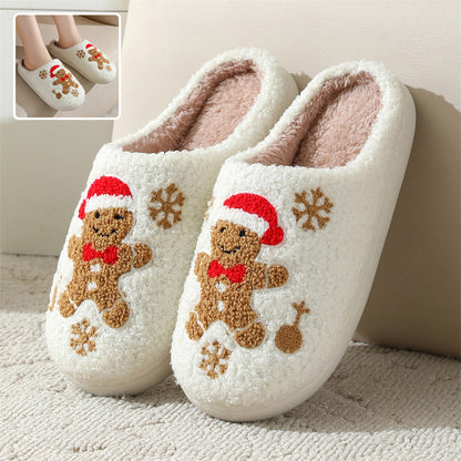 Christmas Fuzzy Snowflake Slippers – Warm Indoor House Shoes