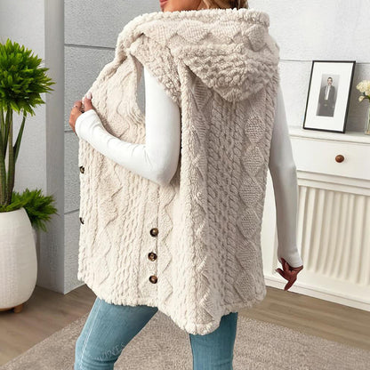 2025 Womens Long Winter Quilted Hooded Vest Sleeveless Down Cotton Jacket With Pockets Warm Outdoor Coat S 5XL