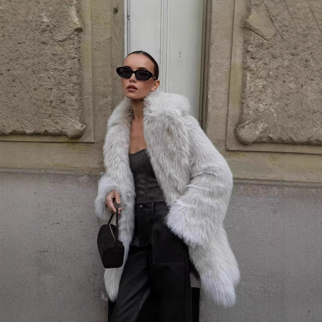 Fresh Warm Thick Artificial Fur Collar Women Winter Coats