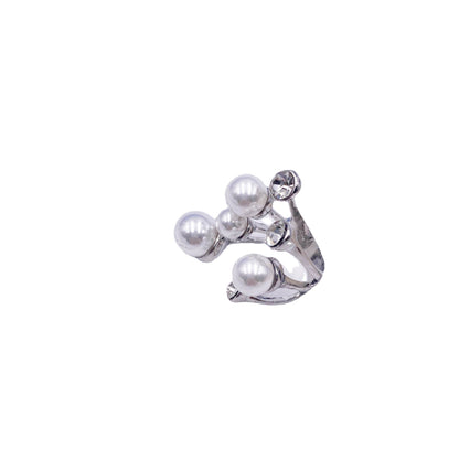 Multi Pearl Ring – Clustered Faux Pearls & Rhinestones, Elegant Statement Jewelry