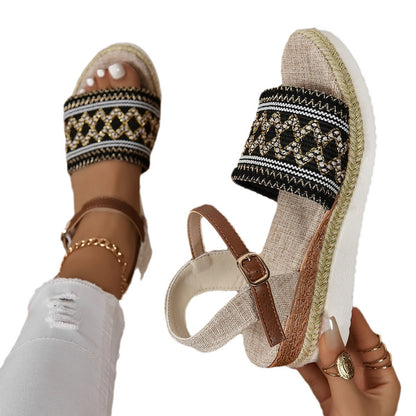 Casual Summer Style Linen Comfortable Slippers For Women