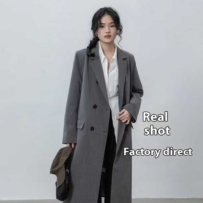 Women’s British Style Trench Coat – Double-Breasted Princess Sleeve Suit Jacket for Work & Casual