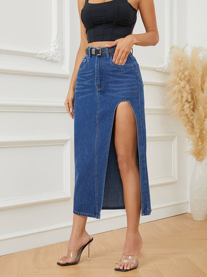 Skirts High Waisted Irregular Hollow Out Denim Long Skirt Streetwear Trend