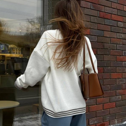 Knitted Round Neck Pullover Sweater for Women – Cozy & Chic