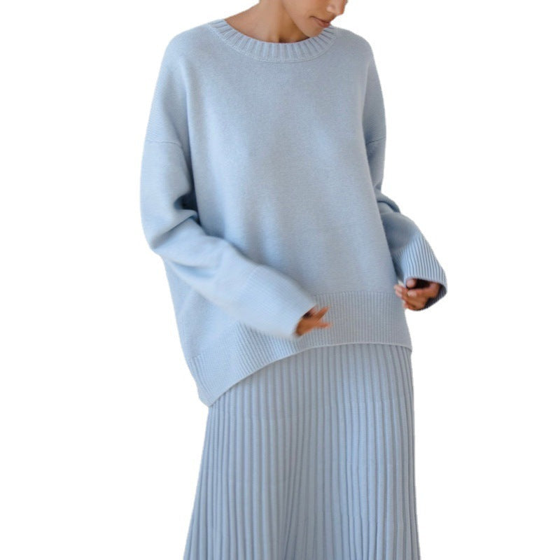 Women's Elegant Urban Pullover Sweater – Core-Spun Yarn Round Neck Knitwear