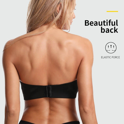 Strapless Push-Up Tube Bra – Non-Slip Front Buckle & Breathable Support