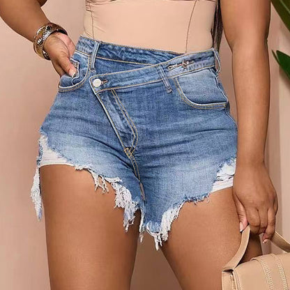 High Waist Light Blue Denim Shorts Women – Casual Summer Outfit & Streetwear