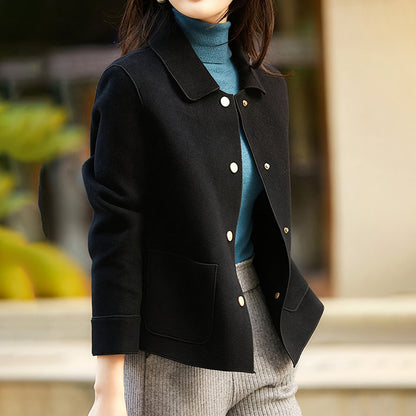 Women Turn Down Collar Hooded Fluffy Outwear Coats