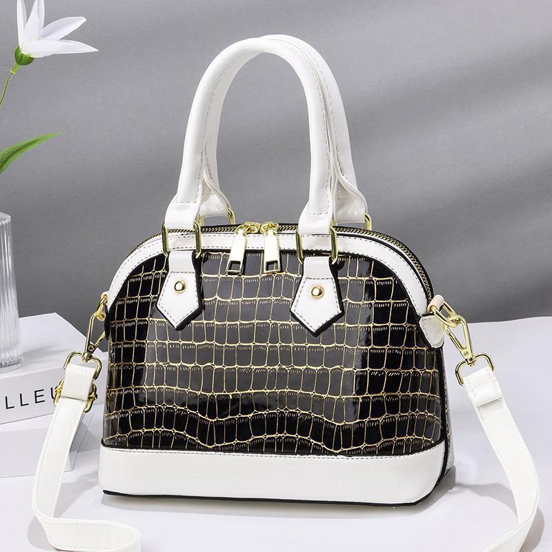Street-Chic Crossbody Handbag PU Patent Leather Shell