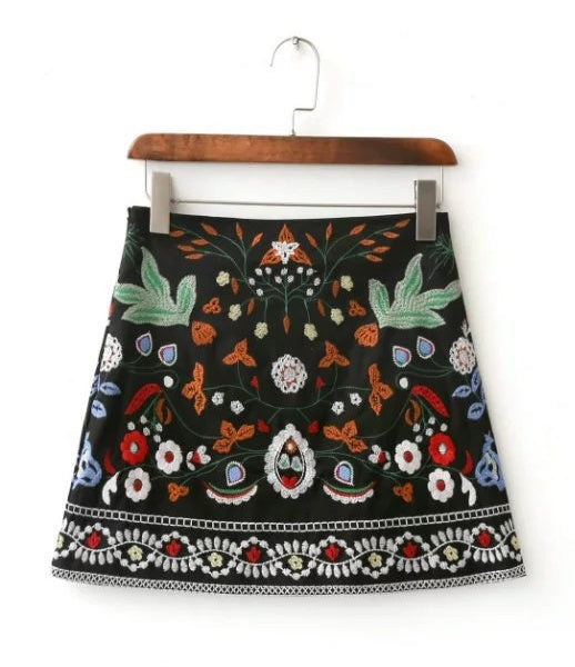 Skirts Embroidered Floral Mini Skirt A Line Summer Trend