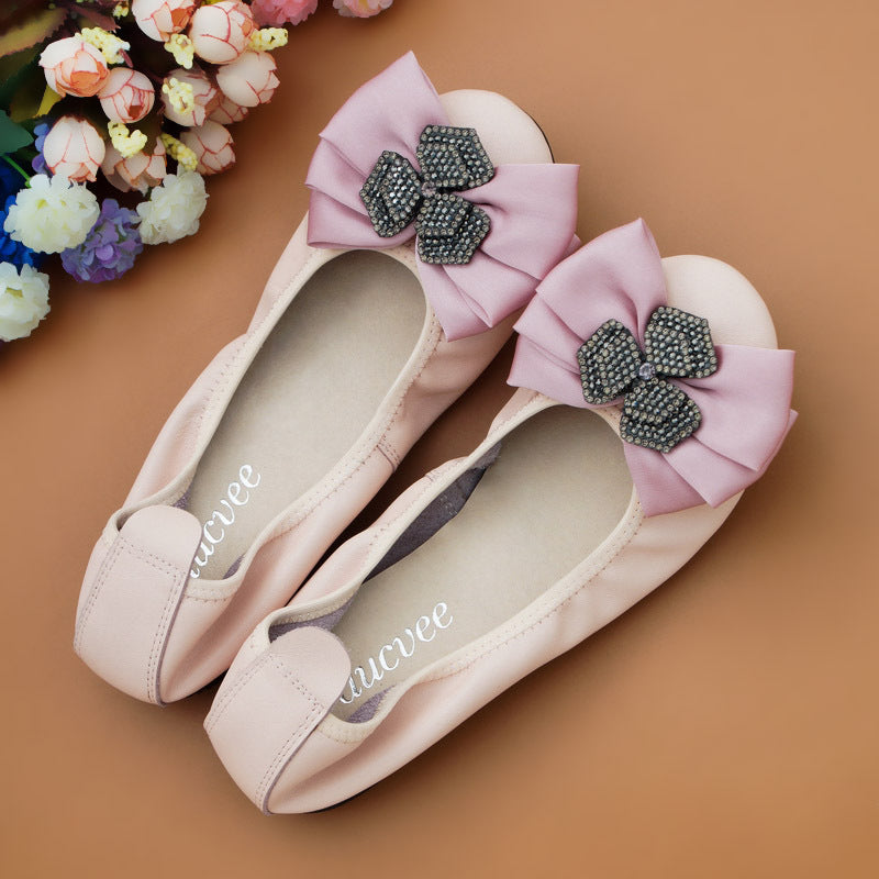 Womens Crystal Ribbon Design Transparent Low Heel Summer Shoes