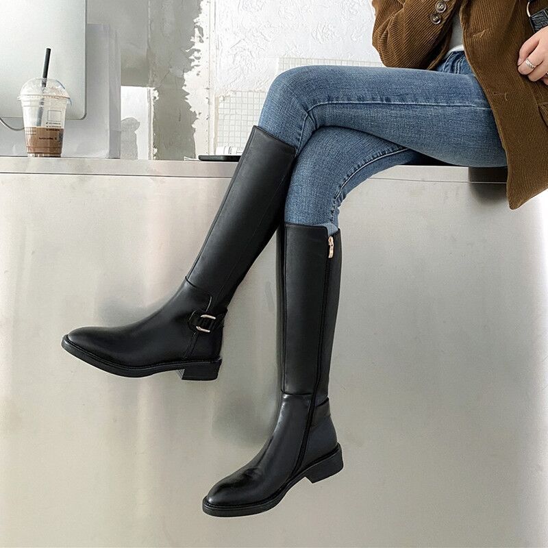 Below-the-Knee Knee-High Knight Boots for Women | Chunky Heel Waterproof Winter Boots