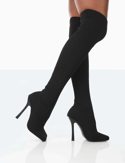 Over-the-Knee Suede Boots for Women | High Fit Sky-High Stiletto Winter Boots