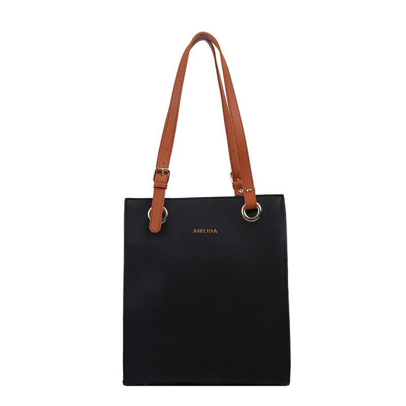 Durable PU Tote Bag Square Vertical Zipper Everyday