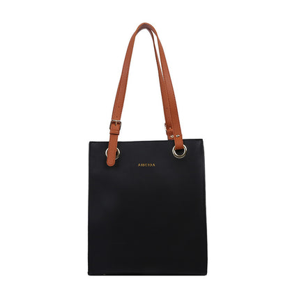 Durable PU Tote Bag Square Vertical Zipper Everyday