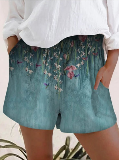 Butterfly Printed High Waist Shorts Women – Summer Casual & Workout Outfit