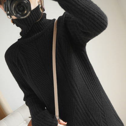 Cozy Blue Turtleneck Sweater for Effortless Winter Holiday Style