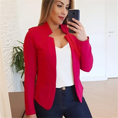 Solid Color Womens Blazer Business Casual Slim Fit For Comfortable Autumn Winter