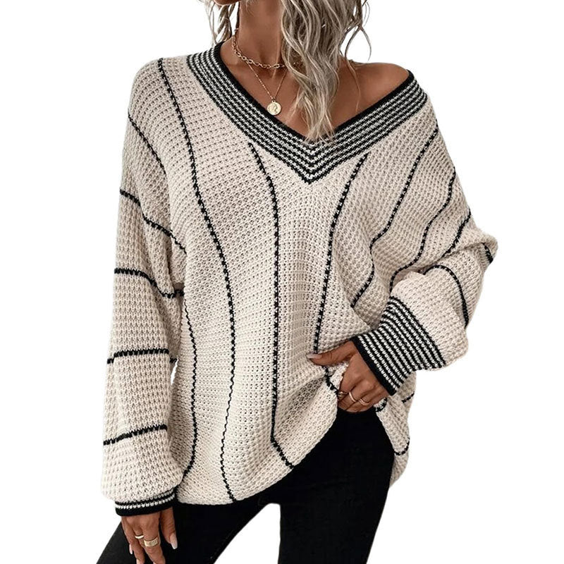 Effortless Elegance: Vertical Knit Casual Pullover