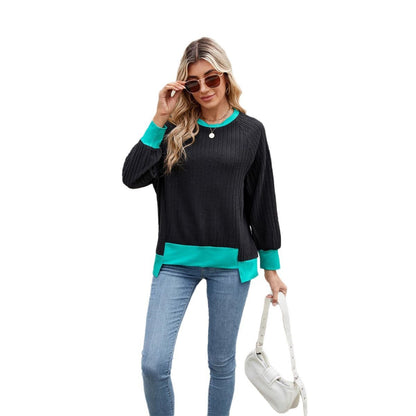 Pullover Knitted Loose Multicolor Top – Casual & Cozy for Women