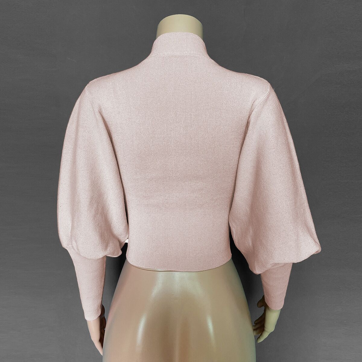 Solid Color Wool Turtleneck Sweater – Casual Knit Pullover with Lantern Sleeves