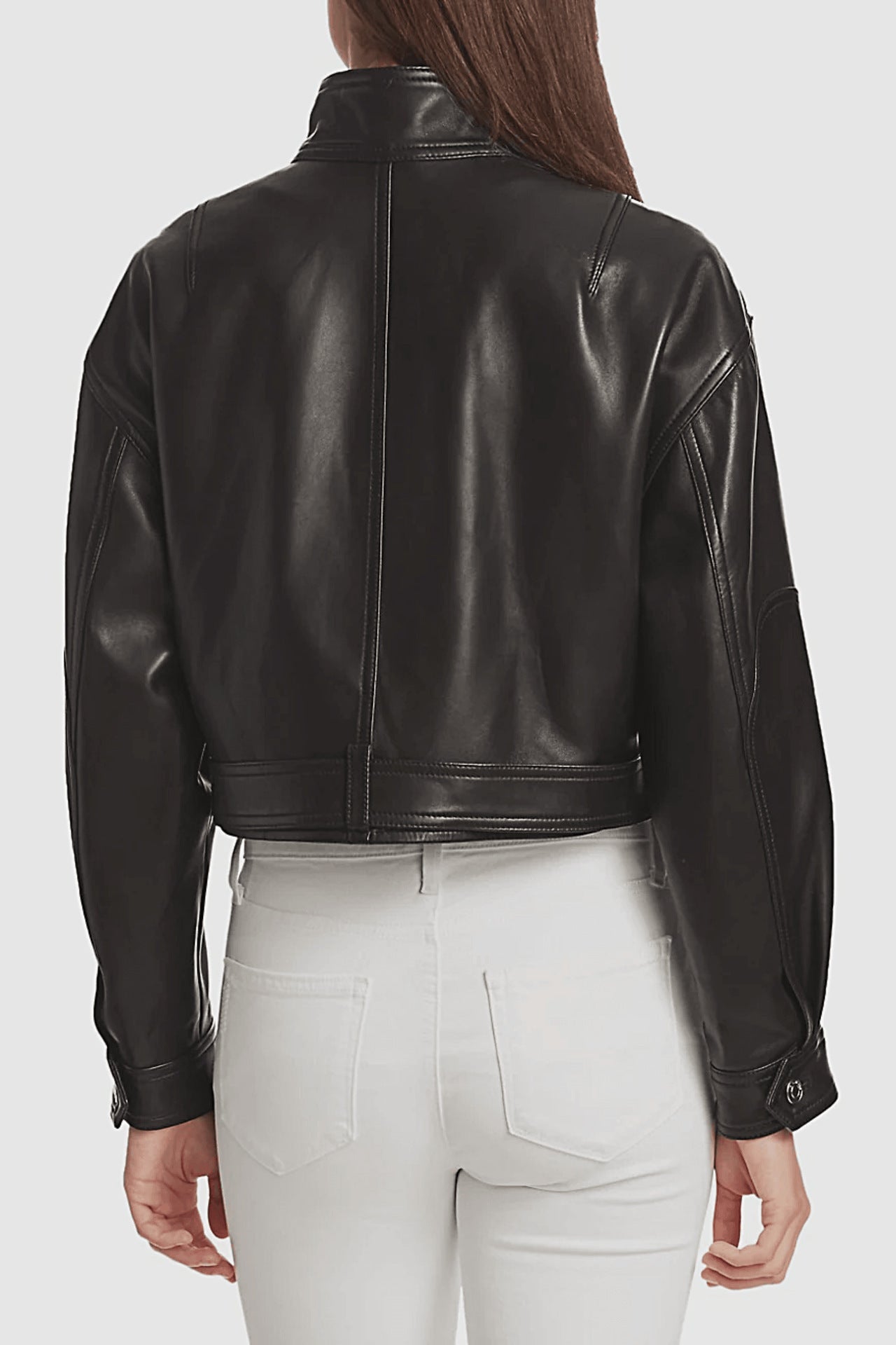 Luxury Black Style Belted Women Leather Jackets