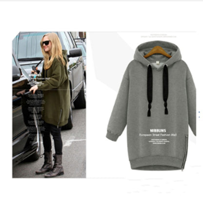 Medium Length Hooded Hoodie with Plush Rabbit Hair – Sweet & Cozy Pullover