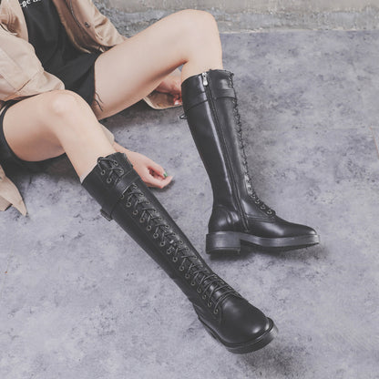 Elegant Flat Long Boots for Women | Plush Lined Winter Boots with 37.5cm Shaft