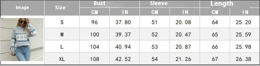 Women’s Snowflake Christmas Sweater – Half Turtleneck Thick Winter Pullover