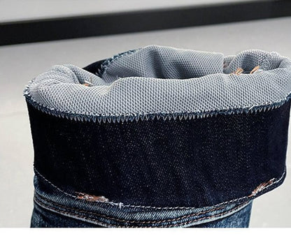 New High Heel Denim Women Knee High Boots