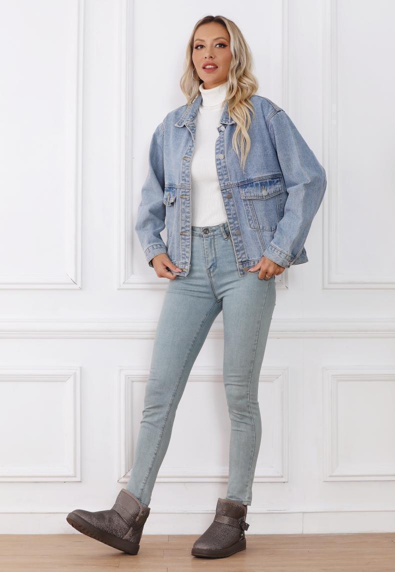 Slip-On Fleece-Lined Snow Boots for Women | Mid-Top Ankle Winter Boots with Sequin Detail