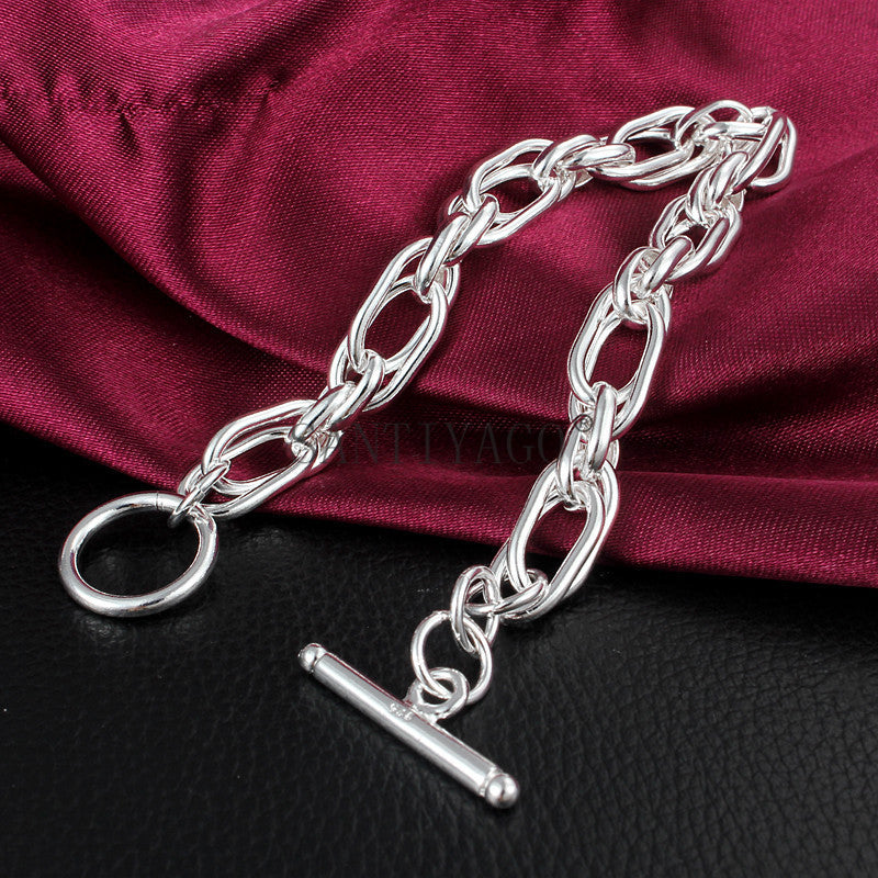 925 Silver Plated Chain Bracelet – Unisex Minimalist Bracelet for Everyday Wear
