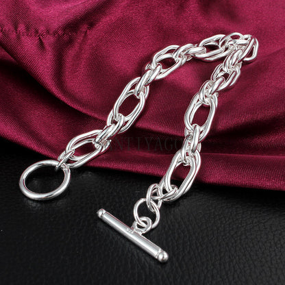 925 Silver Plated Chain Bracelet – Unisex Minimalist Bracelet for Everyday Wear