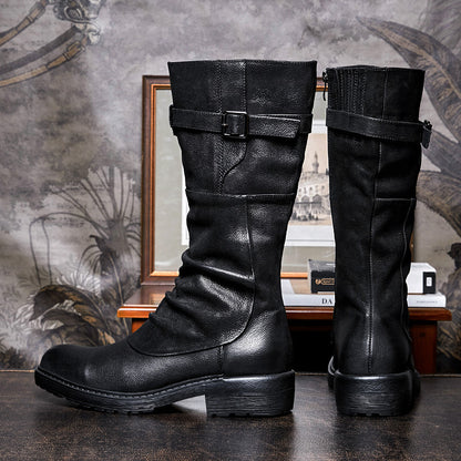 Men’s High Top Platform Biker Boots | Leather Streetwear Boots Outfit