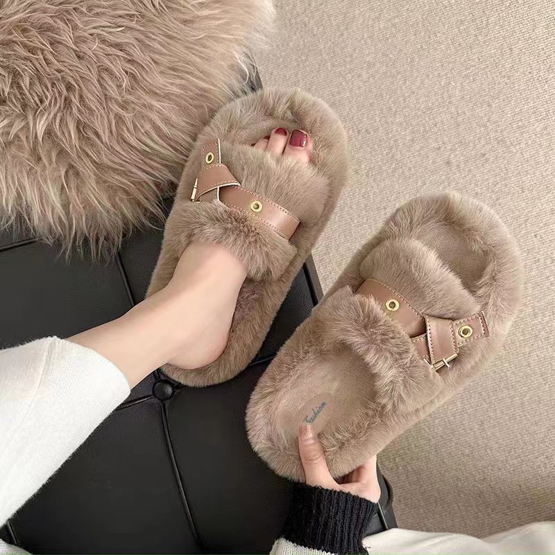 Fluffy Plush Women’s Flat Slippers – Princess Series Indoor Cozy Footwear