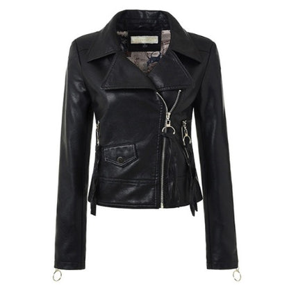 New Spring Autumn Style Turndown Collar Faux Leather Motorcycle Coats