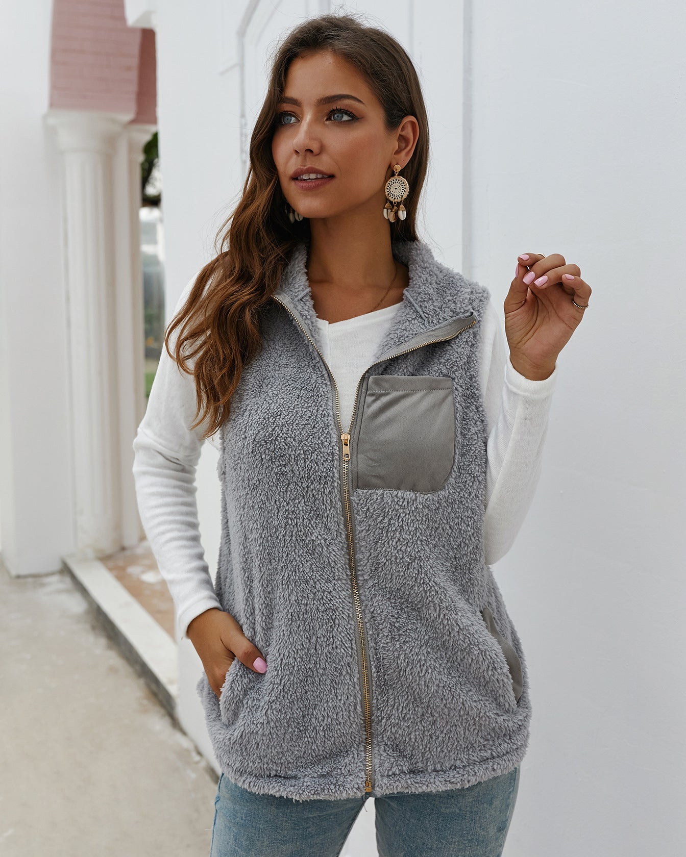 Spring Autumn Knitted Sleeveless Vest For Women