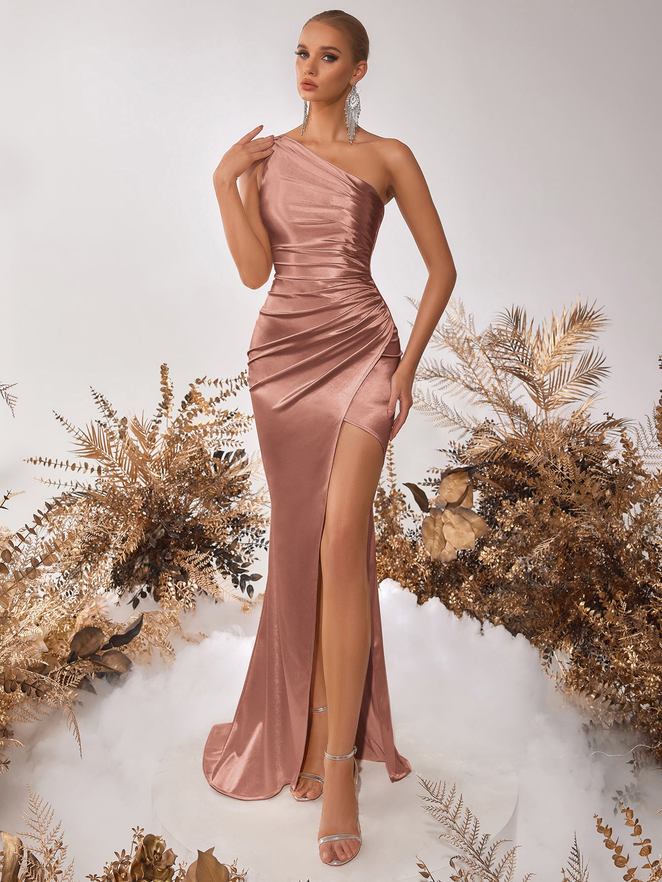 Elegant High Quality One Shoulder Evening Party Dress