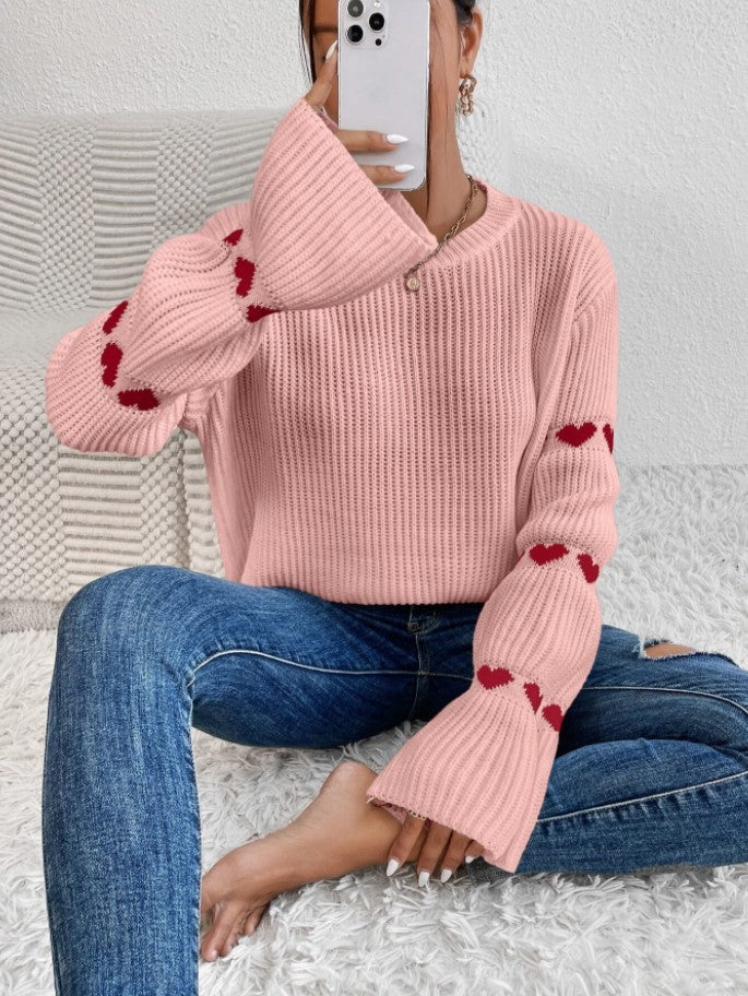 Cozy Heart Jacquard Pullover – Sweet & Stylish Comfort